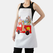 Bunny Riding Firetruck Easter Day Firefighter Happ エプロン (インサイチュ)