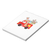 Bunny Riding Firetruck Easter Day Firefighter Happ ノートパッド (回転)