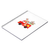 Bunny Riding Firetruck Easter Day Firefighter Happ ノートブック (左側)