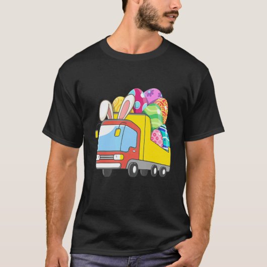 Bunny Riding Garbage Truck Easter Day Bunny Garbag Tシャツ (正面)