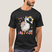 Bunny Riding Sheep Easter Day Costume Farmer Hunti Tシャツ (正面)