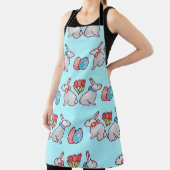 Bunny seamless pattern with easter eggs and a bouq エプロン (インサイチュ)