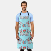 Bunny seamless pattern with easter eggs and a bouq エプロン (着用した状態)