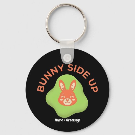 Bunny Side Up Retro Easter Egg Graphic Design  キーホルダー (正面)