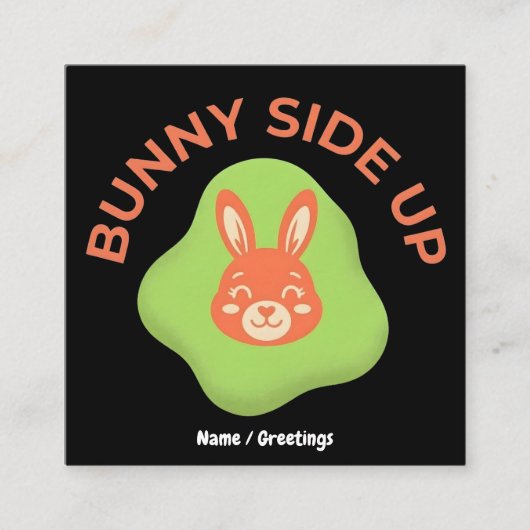 Bunny Side Up Retro Easter Egg Graphic Design  スクエア名刺 (正面)