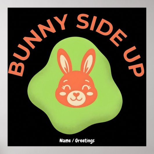 Bunny Side Up Retro Easter Egg Graphic Design  ポスター (正面)