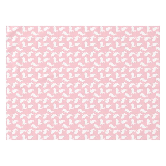 Bunny Silhouettes On Blush Pink Easter Pattern テーブルクロス (正面(横))