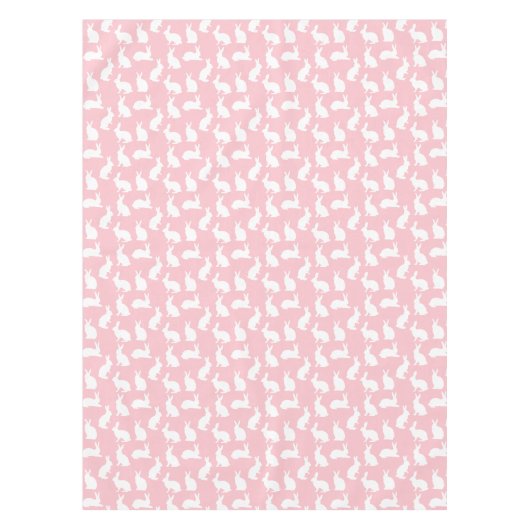Bunny Silhouettes On Blush Pink Easter Pattern テーブルクロス (正面)