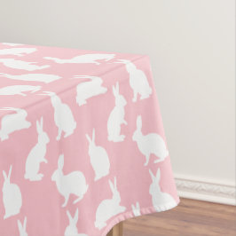 Bunny Silhouettes On Blush Pink Easter Pattern テーブルクロス