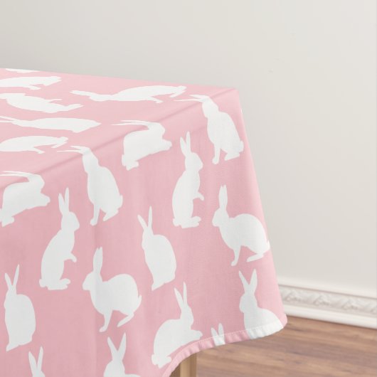 Bunny Silhouettes On Blush Pink Easter Pattern テーブルクロス (インサイチュ)