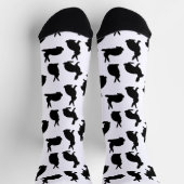 Bunny Silhouettes Pattern In Black Cute Easter ソックス (上部)
