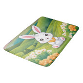Bunny sitting in a field Iillustration バスマット (アングル)