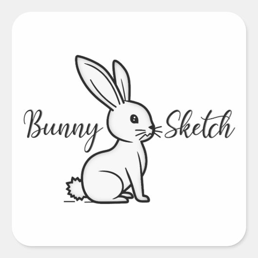 Bunny Sketch – Hand Drawn Rabbit - Autocolante スクエアシール (正面)