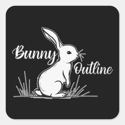 Bunny Sketch – Hand Drawn Rabbit - Autocolante スクエアシール (正面)