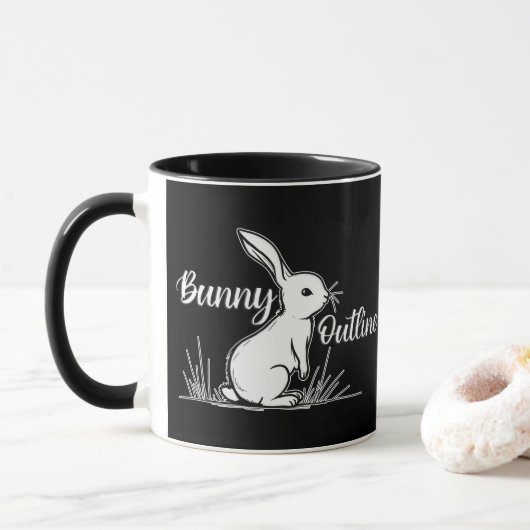 Bunny Sketch – Hand Drawn Rabbit - caneca マグカップ (ドーナツ)