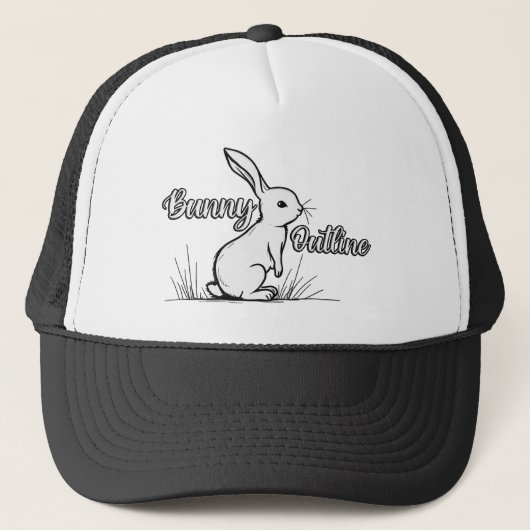 Bunny Sketch – Hand Drawn Rabbit Illustration boné キャップ (正面)