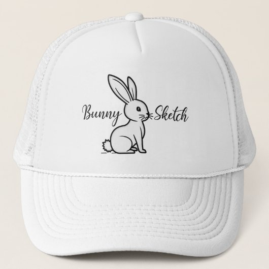 Bunny Sketch – Hand Drawn Rabbit Illustration boné キャップ (正面)