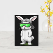 Bunny sunglasses cap cool rabbit pixel easter day カード (黄色い花)