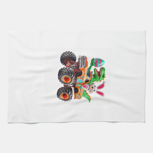 Bunny T-rex Easter Monster Truck Dino Funny Boys K キッチンタオル (横)