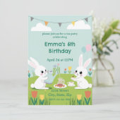 Bunny Tea Party Birthday Invitation | Cute Rabbits 招待状 (スタンド正面)