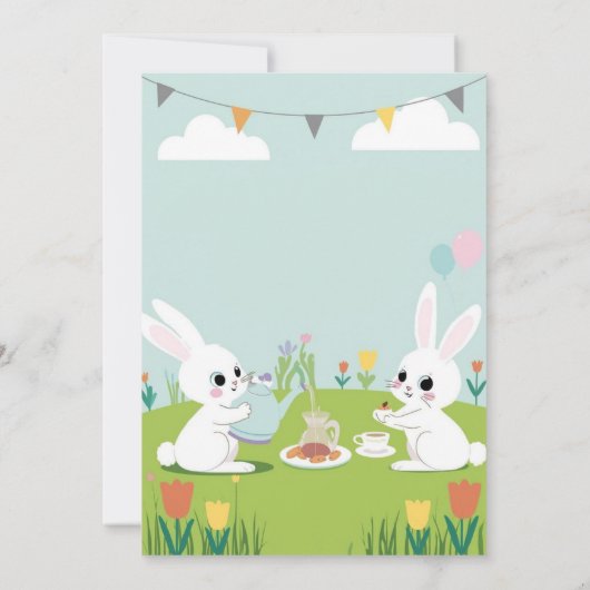 Bunny Tea Party Birthday Invitation | Cute Rabbits 招待状 (裏面)