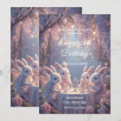 Bunny Tea Party Birthday Invitation – Dreamy Fairy 招待状 (正面/裏面)