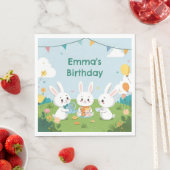 Bunny Tea Party Napkins | Cute Rabbit Birthday スタンダードランチョンナプキン (インサイチュ)