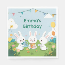 Bunny Tea Party Napkins | Cute Rabbit Birthday スタンダードランチョンナプキン