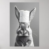 Bunny Toilet Paper Roll Bathroom Print, Funny ポスター (正面)