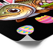 Bunny Trout Fish Easter Hunting Eggs Bysket Colorf ポスター (角)