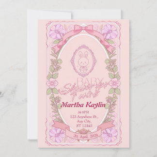 Bunny Twin Baby Shower Invitation 招待状