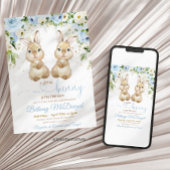 Bunny twins baby shower 招待状