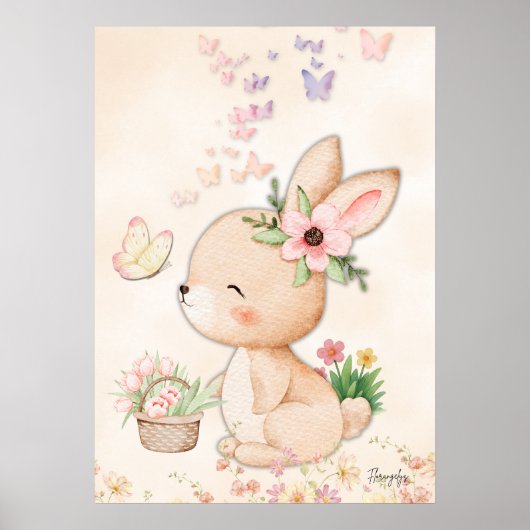 Bunny Wall art - Butterfly Love Printable Poster ポスター (正面)