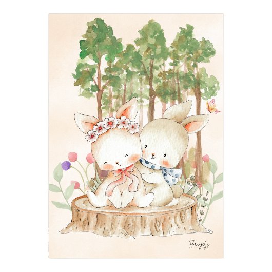 Bunny Wall art Poster Sibling Love ポスター