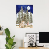Bunny Wall art Poster  Starry Night ポスター (ホームオフィス)