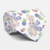 Bunny watercolor spring berry ネクタイ (ロール)