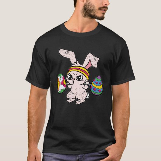 Bunny Weight Lifting Easter Cute Gym Workout Fitne Tシャツ (正面)