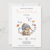 Bunny Wildflower 1st Birthday Invitation 招待状 (正面)