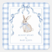 Bunny Wishes & Baby Kisses Baby Shower スクエアシール (正面)