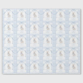 Bunny Wishes & Baby Kisses Baby Shower ラッピングペーパー (フラット)