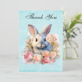 Bunny with a Garland of Roses Cute サンキューカード (スタンド正面)