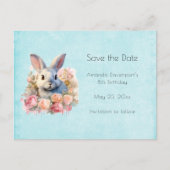 Bunny with a Garland of Roses Cute 案内ポストカード (正面)