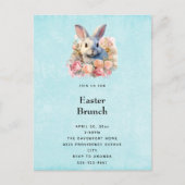 Bunny with a Garland of Roses Cute Easter インビテーションポストカード (正面)