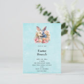 Bunny with a Garland of Roses Cute Easter インビテーションポストカード (スタンド正面)