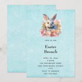 Bunny with a Garland of Roses Cute Easter 招待状 (正面/裏面)