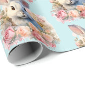 Bunny with a Garland of Roses Cute Pattern ラッピングペーパー (ロールコーナー)