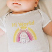 Bunny with colorful rainbow ベビーボディスーツ
