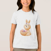 Bunny with Easter Egg Basket トライブレンドＴシャツ (正面)