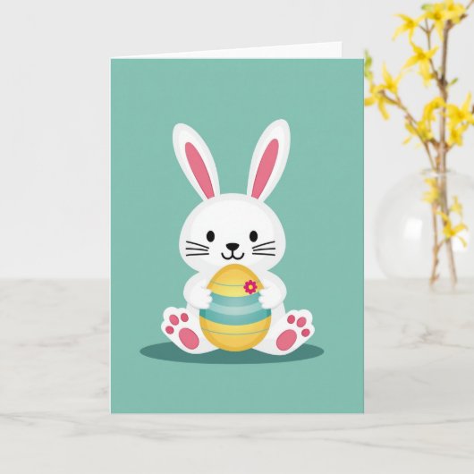 Bunny With Egg Celebration Card カード (黄色い花)