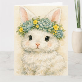  Bunny With Floral Crown カード
